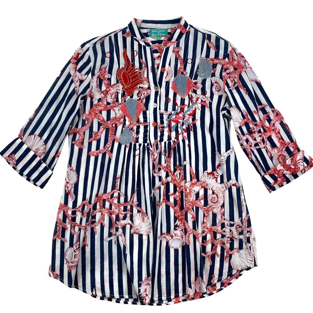 Antica Santoria Italy Long Sleeve Lightweight Tunic Top Blouse Cover Up Sz‎ S/M - Picture 7 of 12